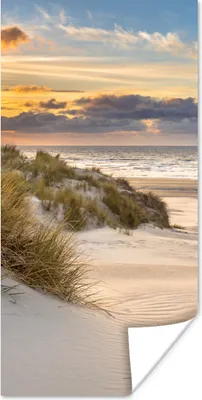 Produktbild von MuchoWow® Poster Strand - Düne - Gras - Sonnenuntergang - Meer 20x40 cm - Plakat - Foto