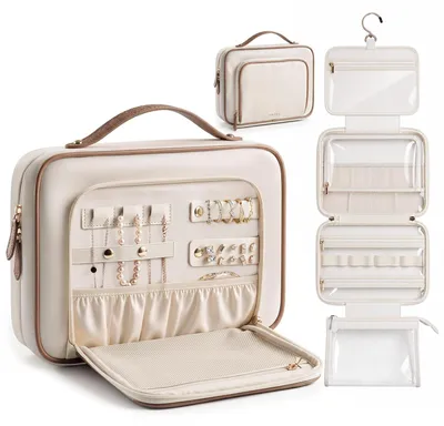 Image de Solidchoice - Pochette de toilette pour femmes avec compartiment de rangement pour bijoux