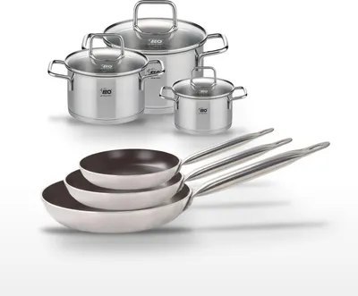 Image de Lot de 3 Poêles 24/28/32 cm Elo Bistro Line et 3 Faitouts 12/16/20 cm