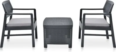 Produktbild von vidaXL 3-tlg. Garten-Lounge-Set Kunststoff Anthrazit