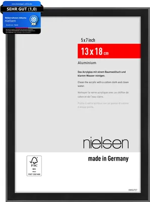 Produktbild von nielsen Aluminium Bilderrahmen Atlanta, 13 x 18 cm, Schwarz Matt