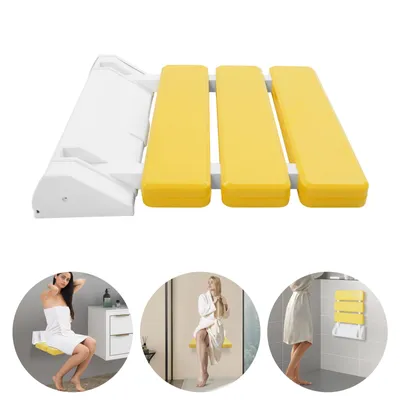 Obrázek produktu pro Skládací sprchové sedátko 32*34*10cm skládací sprchové sedátko sprchová stolička na stěnu (žlutá)