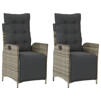 Produktbild von Gartensessel mit Fußteil 2 Stk. Verstellbar Grau Poly Rattan