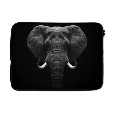 Produktbild von MuchoWow® Laptop Hülle 14 ZollTiere - Elefant - Porträt - Schwarz - Weiß Laptoptasche - Laptoptasche - Stoßsicher - Schutzhaube