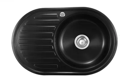 Produktbild von Proaja- 77x50x18cm Küchenspüle schwarz Edelstahl 304 0,8 rund 1 Becken,Einbauspüle,Spüle Küche, Abtropffläche
