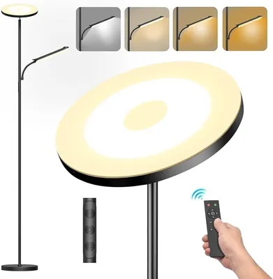 Produktbild von 42W Deckenfluter mit Leselampe Dimmbar, 4200LM LED Stehlampe Wohnzimmer mit Fernbedienung & Touch-Steuerung, Moderne Standleuchte mit 2700K-6500K Farbtemperatu
