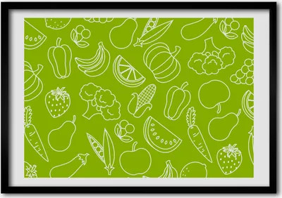Produktbild von Bild - Bilder - Bilderrahmen - 70 cm x 50 cm - MDF-Rahmen, Wandkunst Früchte und Gemüse