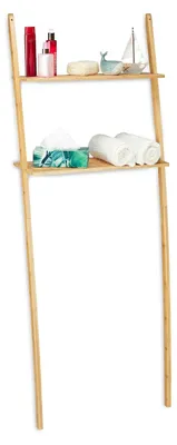 Image de TRANKIELO® - Meuble-lave-linge en bambou à 2 niveaux - 175 x 66 x 30 cm - Structure multifonctionnelle pour salle de bain ou WC