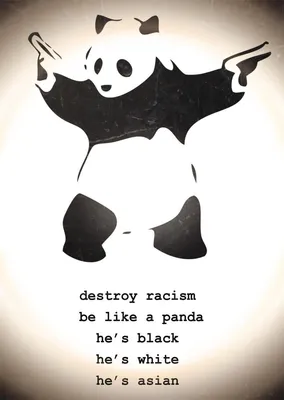 Produktbild von Destroy Racism Banksy Poster Panda + Geschenkverpackung. Verschenkfertig!
