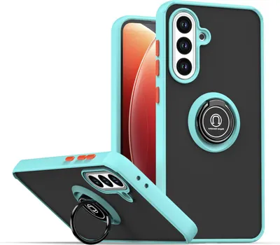 Produktbild von Hülle für Samsung Galaxy A56 Matte Transluzent TPU Stoßfest Schutzhülle mit Ring Halter Ständer Hellblau
