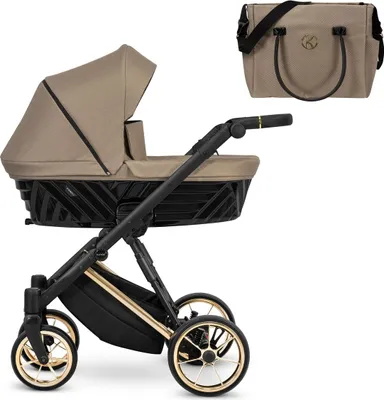 Produktbild von Kunert Ivento Premium 2in1 Kinderwagen in Braun mit Goldrahmen