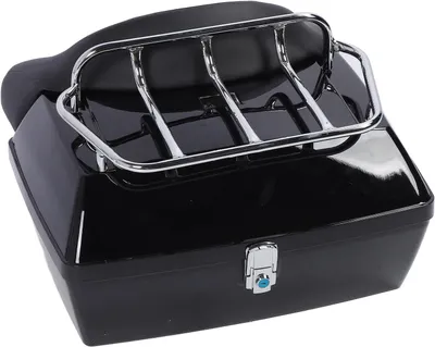 Productafbeelding van 48L achterkoffer voor motorfietsen van ABS-kunststof, universele waterbestendige topkoffer met slot en rugleuningkussen voor helmen en motorkleding, zwart