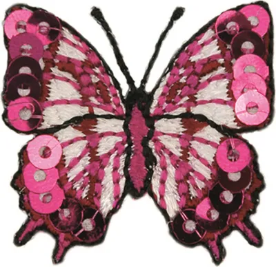 Produktbild von Mono Quick 04423 Schmetterling, Pailletten, pink Bügelbild, Patch, ca. 3,1 x 3,1 cm