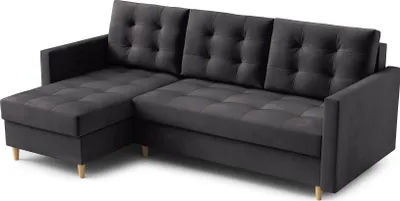 Produktbild von DOMO-HOME Ecksofa mit Schlaffunktion DIVO – Elegantes Design 224x103cm | Hochwertige Materialien | Ideal für Wohnzimmer | Vielseitige Farbauswahl | Farbe  dunkelgrau Kronos | Links