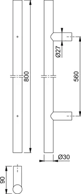 Produktbild von HOPPE Stangengriff E5011 - 800/560, Edelstahl schwarz matt, Ausführung: gerade, Stossgriff für Haustür