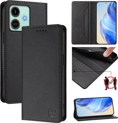 Obrázek produktu pro Kožené pouzdro pro Honor Play10, flipové pouzdro s přihrádkami na karty, peněženkou a stojánkem Černý