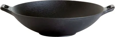 Obrázok produktu pre Liatinová panvica wok All'Grill s dvoma rukoväťami, okrúhla, čierna, priemer 30 cm (s rukoväťami Ø 37 cm), výška 7,5 cm, pre všetky typy varných dosiek vrátane indukcie.