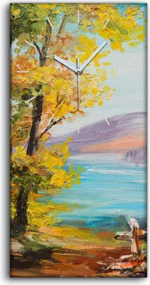 Produktbild von Dekor Leinwand Uhr Wandbilder 30x60 Ölgemälde Wald Bäume Meereslandschaft - weiße Hände