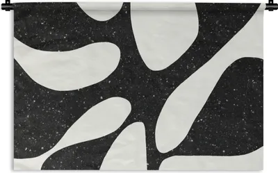 Produktbild von MuchoWow® Wandteppich Wandbehang Pflanze - Schwarz - Minimalismus 150x100 cm Tapisserie Dekoration Wandtuch - Waschbar - Tapisserien - Wand-Decke