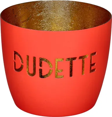 Produktbild von Gift Company Madras Windlicht M Dudette neon coral/gold 8,5cm