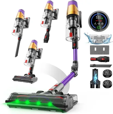 Obrázek produktu pro A12 Akumulátorový vysavač a mop 4 v 1, 550 W, 48 kPa, výdrž 70 minut, mokré a suché vysávání, dotykový displej, skládací, pro auto a zvířecí chlupy