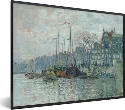 Produktbild von MuchoWow® Gerahmtes Poster Zaandam der Deich - Gemälde von Claude Monet 40x30 cm - Poster mit Schwarzem Bilderrahmen Wandposter Rahmen Foto Bilder - Kunstposter - Wanddekorationen