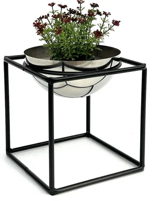 Produktbild von DanDiBo Blumenhocker Metall mit Topf Schwarz Silber 20 cm Blumenständer 96256 S Blumensäule Modern Pflanzenständer Pflanzenhocker