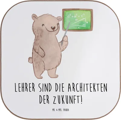 Produktbild von Mr. & Mrs. Panda Untersetzer für Gläser Lehrer Zukunftsarchitekten - Weiß - Geschenk, Tassen, Danke sagen, Anerkennung, Bedanken, Leidenschaft, Wertschätzung, Dankbarkeit