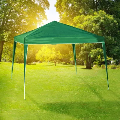 Produktbild von Robuster Faltpavillon 3x3m grün aus Polyester mit UV 50+ Dach und verschraubten Metallstreben