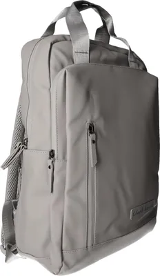 Produktbild von Rucksack BKR-505 Grau aus glattem Kunstleder 33x40x10 cm mit Laptopfach