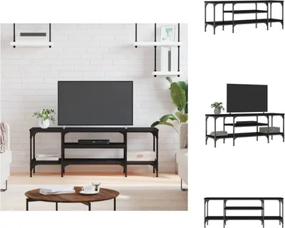 Zdjęcie produktu dla vidaXL Szafka pod TV czarna 121x35x45 cm materiał drewnopochodny i żelazo - Meble TV