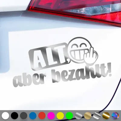 Produktbild von PantherPixel Alt Aber bezahlt Aufkleber wagen Oldtimer Sticker Auto Geschenkidee Farbe Chrom-Silber