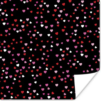 Produktbild von MuchoWow® Poster Eine Illustration mit Herzen auf einem schwarzen Hintergrund 50x50 cm - Wohnzimmerdekoration