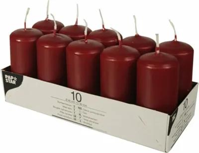 Obrázok produktu pre Papstar Stumpenkerzen bordeaux 40x90mm 10 Stück
