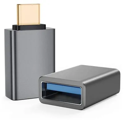 Produktbild von helos Adapter OTG, USB 3.1 A Buchse/Type-C™ Stecker, PREMIUM, anthrazit