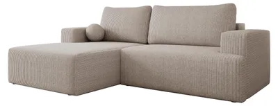 Produktbild von MIRJAN24 Ecksofa Mivo Cord, Wohnzimmmer L-Form mit Schlaffunktion und Bettkasten (Farbe: Poso 03, Seite: Links)
