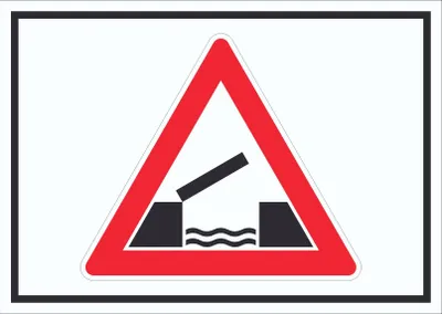 Produktbild von Schild Achtung bewegliche Brücke Symbol A0 Rückseite selbstklebend