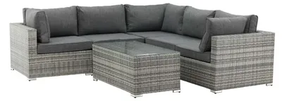 Produktbild von Lounge-Set Gartenmöbel Ecksofa LUGO STONE Polyrattan Grau 5-Sitzer