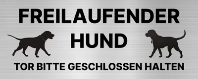 Produktbild von Hinweisschild Freilaufender Hund Tor bitte geschlossen halten 20x8 cm Vorsicht Hund