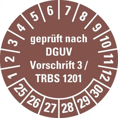 Produktbild von Dreifke® Aufkleber I Prüfplakette DGUV Vorschrift 3/TRBS 1201, 25-30, braun, ...