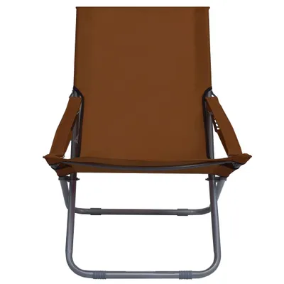 Image de vidaXL Chaises de plage pliantes 2 pcs. tissu brun