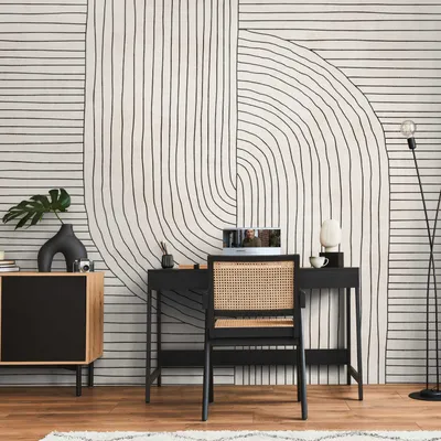 Immagine prodotto di Profhome 398941-GU Carta da parati in tessuto non tessuto a strisce opache crema beige nero 3,71 m x 2,8 m
