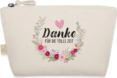 Produktbild von Spreadshirt Danke Für Die Tolle Zeit Abschied Blumenkranz Herz Täschchen, One size, Natur