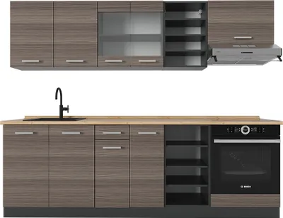 Produktbild von Küchenzeile Vicco R-Line Edelgrau/Anthrazit 240 cm , AP Eiche, Model 54070