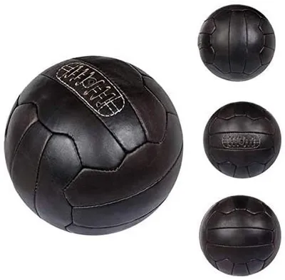 Image de Ballon de football vintage en cuir véritable, taille 5