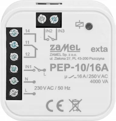 Immagine prodotto di Modulo relè a potenziale zero con morsettiera 16A 230V PEP-10/16A Zamel EXT10000320