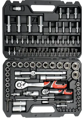 Produktbild von Yato YT-12681, Chrom-Vanadium-Stahl, Schwarz, Metallisch, Rot, 94 Werkzeug