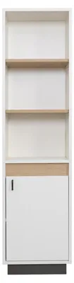 Productafbeelding van Witbruin boekenkast, smalle houten kast, modern, voor een tienerkamer