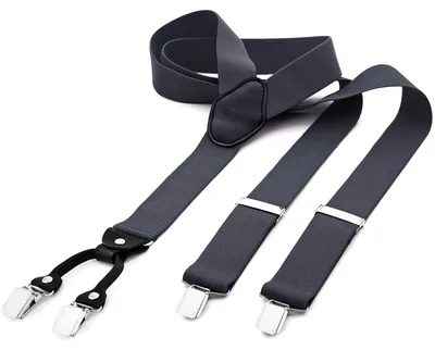 Produktbild von DonDon® Herren Hosenträger breit 3,5 cm - 4 Clips mit Leder in Y-Form - elastisch und längenverstellbar grau