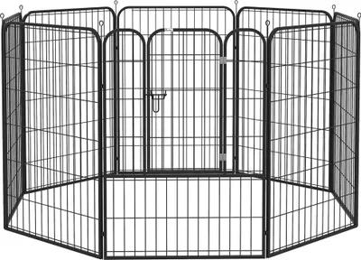 Immagine prodotto di Fortuna Lai Recinto per cuccioli, recinto all'aperto per animali domestici, box, recinto, recinto per cani, con porta, metallo, 79x100 cm, nero